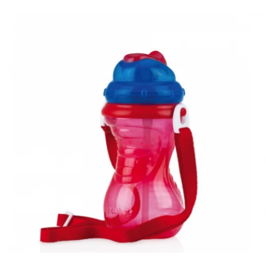 Nuby Flip-It Straw Cup With Strap - Red, 420ml Nuby Flip-It Straw Cup With Strap - Red, 420ml