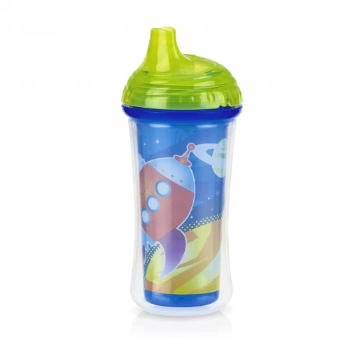 Nuby Insulated Click-it Hard Spout Cup 270ml - Green & Blue Nuby Insulated Click-it Hard Spout Cup 270ml - Green & Blue
