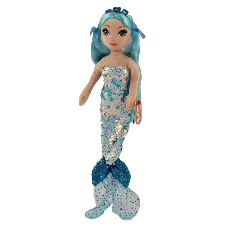 TY INDIGO Sea Sequins Aqua Mermaid Plush 14" tall with tags - Ty