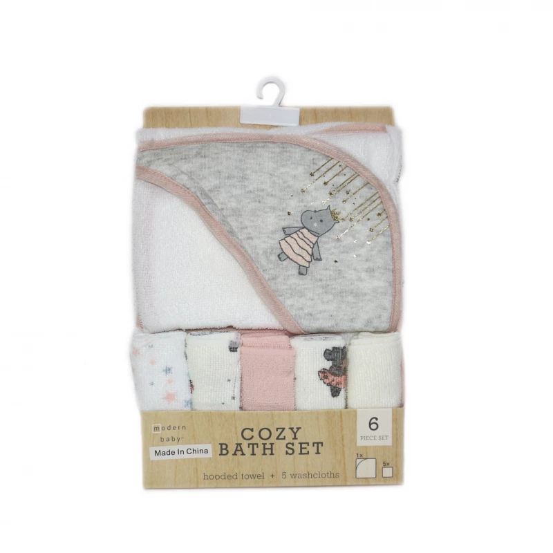 طقم حمام مريح حديث للأطفال مكون من 6 قطع, فرس النهر