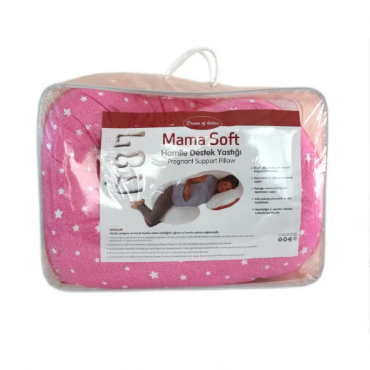 Pragnancy Body Pillows Pink with White Stars - U Shape with Zipper Pragnancy Body Pillows Pink with White Stars - U Shape with Zipper