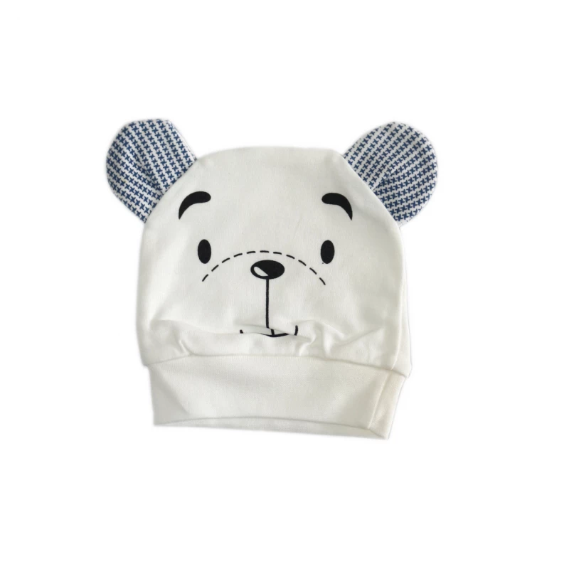 Newborn Baby Brown Bear Hat - White
