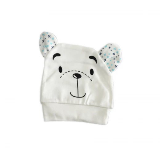 Newborn Baby Brown Bear Hat - White Newborn Baby Brown Bear Hat - White