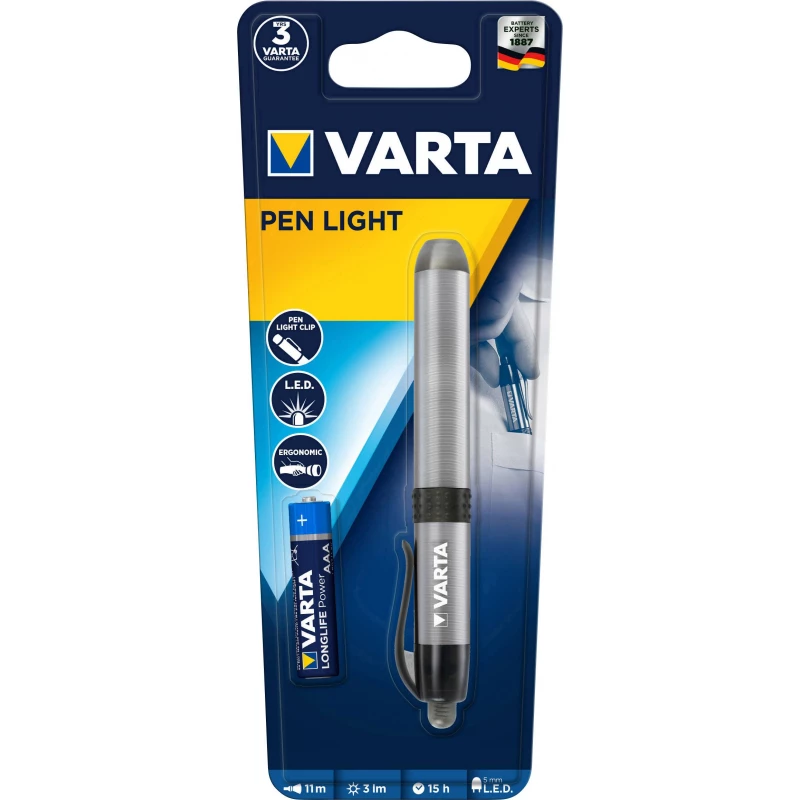 Varta Penlight Penlight battery-powered LED (monochrome) 11.7 cm Silver - فارتا