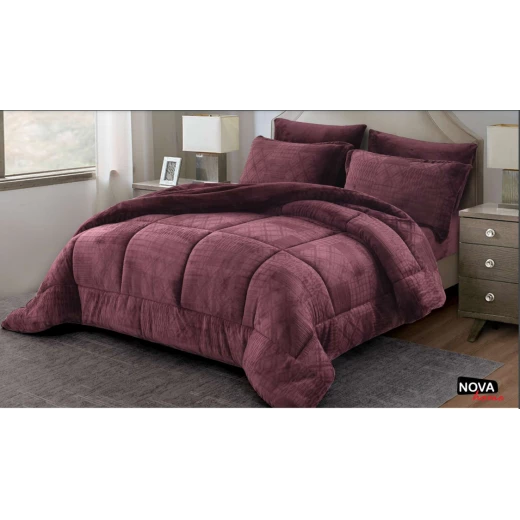 Nova Velvet Comforter 6pcs Set Coll. Taylor King Purple Nova Velvet Comforter 6pcs Set Coll. Taylor King Purple