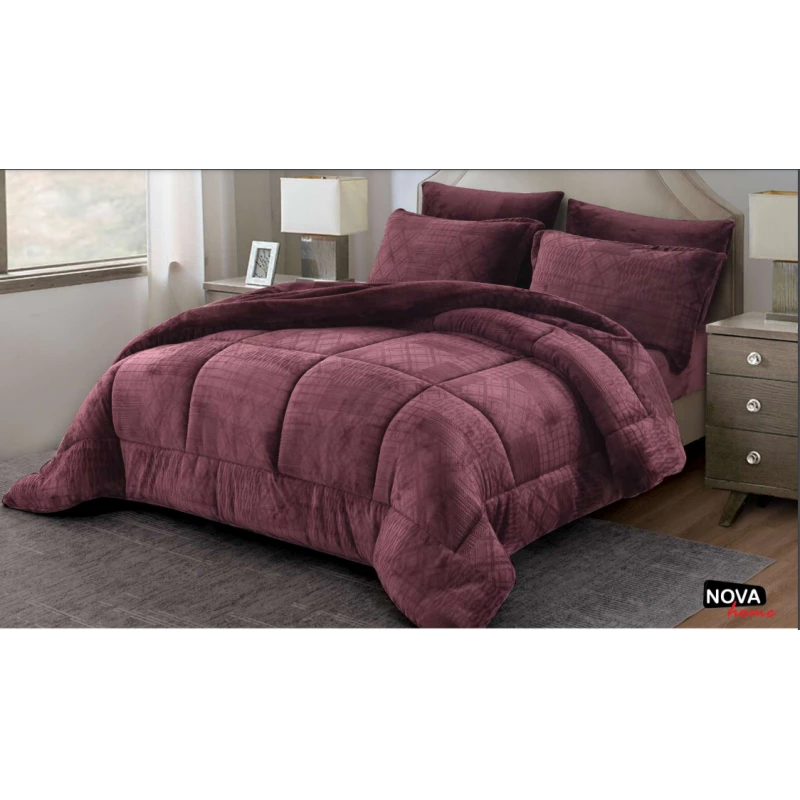 Nova Velvet Comforter 6pcs Set Coll. Taylor King Purple - نوفا هوم