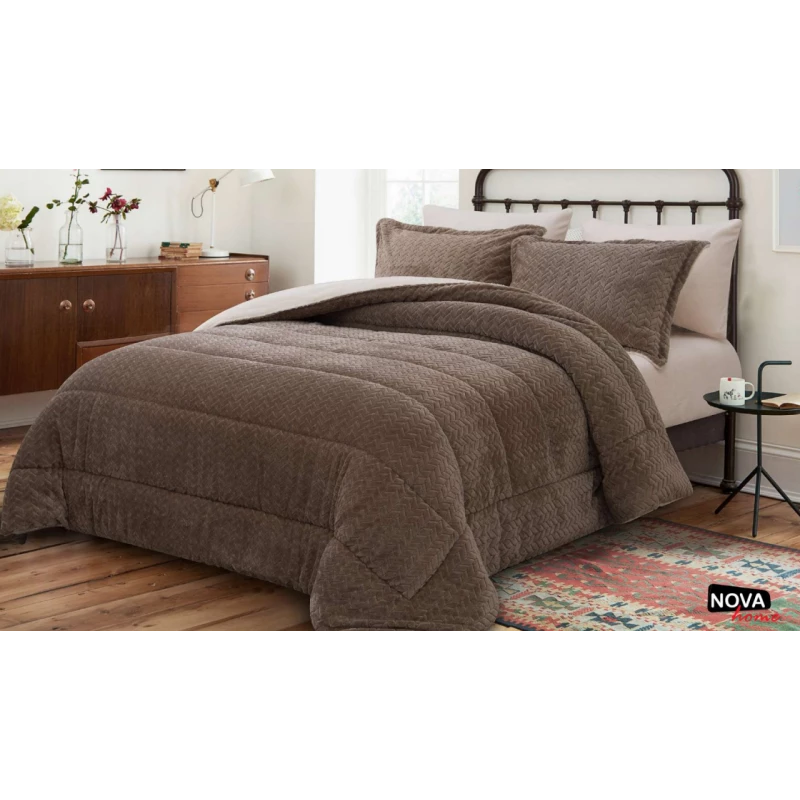 Nova Comforter 6pcs Set Doma King Taupe - نوفا هوم