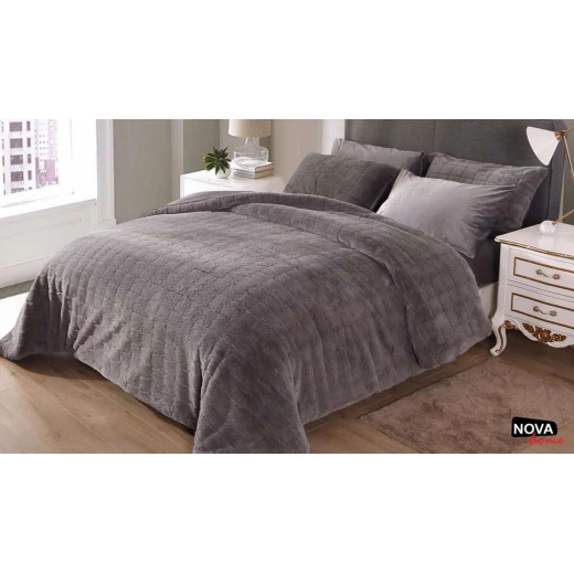 Nova Comforter 6pcs Set Fur King Grey