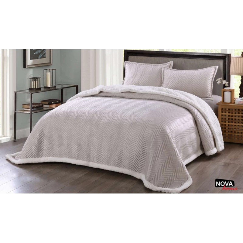 NOVA Winter Bed Spread 4pcs Zak King Grey - نوفا هوم