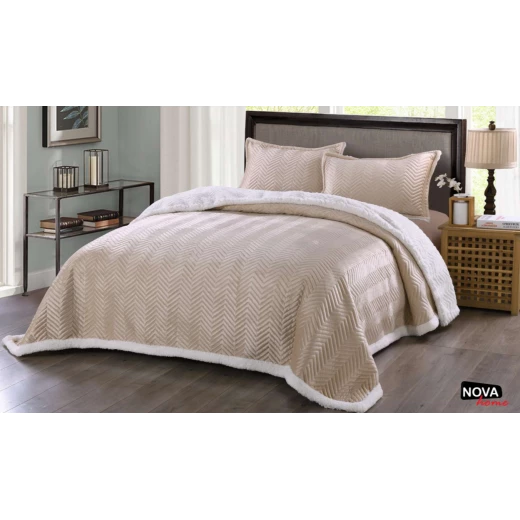 NOVA Winter Bed Spread 3pcs Zak Twin Beige NOVA Winter Bed Spread 3pcs Zak Twin Beige