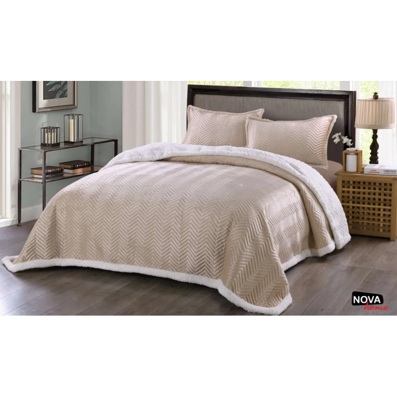 NOVA Winter Bed Spread 3pcs Zak Twin Beige - نوفا هوم