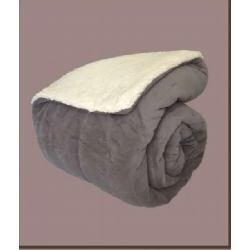 NOVA Fleece Sherpa Comforter Plain 240x220 Grey - King - نوفا هوم