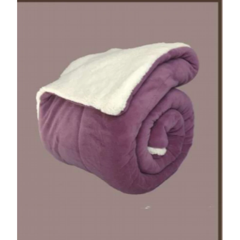 NOVA Fleece Sherpa Comforter Plain 160x220 Purple - Twin - نوفا هوم