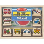 Melissa & Doug My First Wooden Stamp Set, Vehicles Design - Melissa &amp; Doug