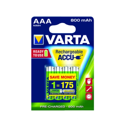 Varta AAA Rechargeable Accu Battery NiMH 800 mAh (4 Pack) Varta AAA Rechargeable Accu Battery NiMH 800 mAh (4 Pack)