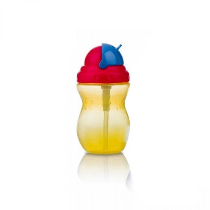 Nuby Flip-it Leakproof Straw Bottle (320ml), yellow - نوبي