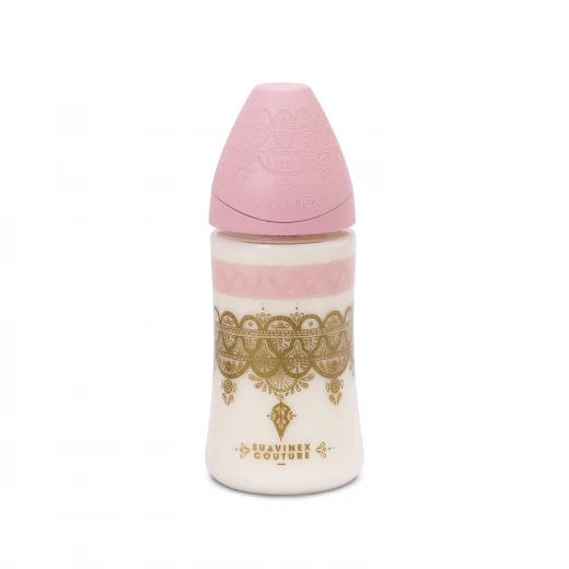 Suavinex - Premium Silicone Feeding Bottle 270ml - Pink Suavinex - Premium Silicone Feeding Bottle 270ml - Pink