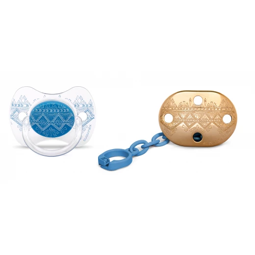 Suavinex Pacifier Premium Couture Physiological Teat Chain, Dark Blue 4-18 months Suavinex Pacifier Premium Couture Physiological Teat Chain, Dark Blue 4-18 months