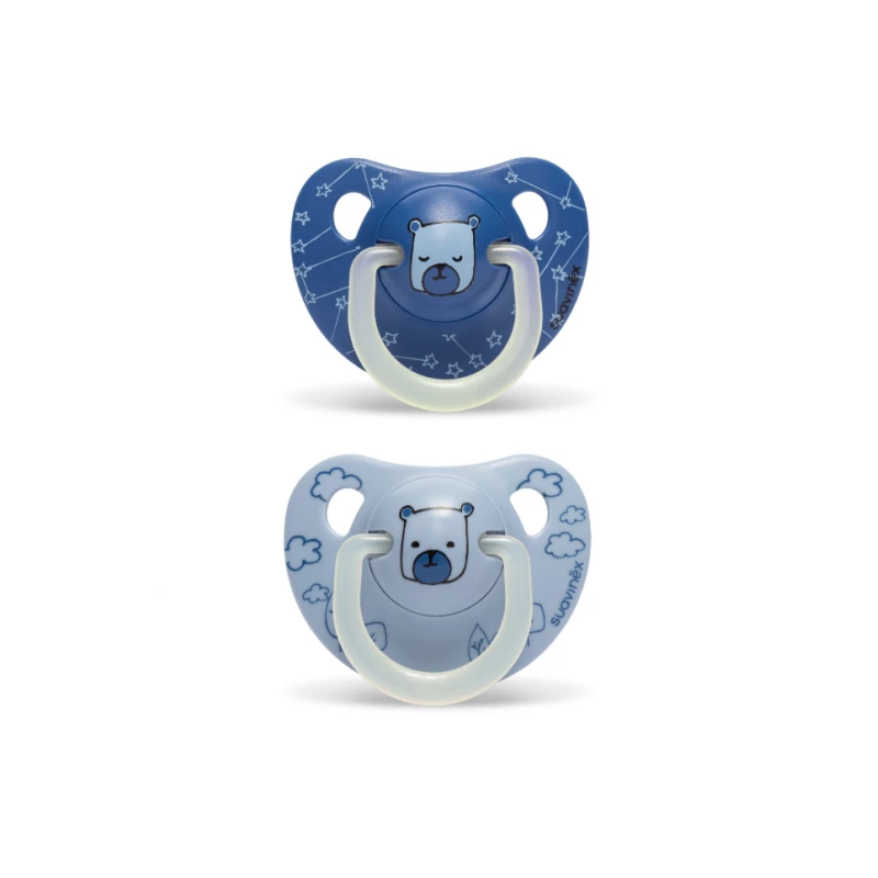 Suavinex Night & Day, Anatomic Silicone Soothers 6-18m, Bear 2pcs - سوافينكس