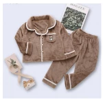 Colorland Pijama Top + Bottom For Kids - 3 Years - Brown - كولورلاند