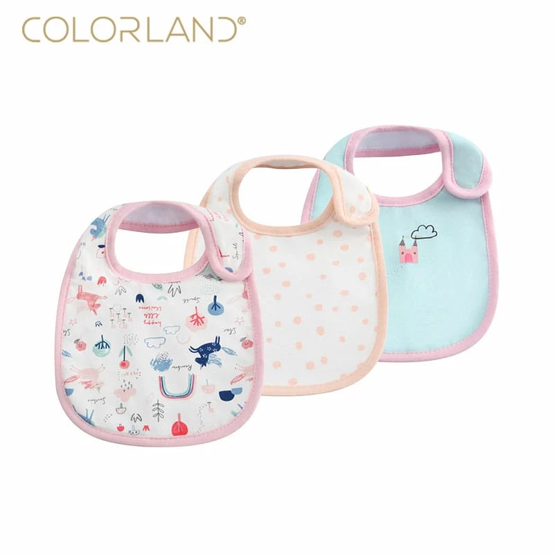 Colorland 3 Pieces Cotton Feeding Baby Bibs - كولورلاند