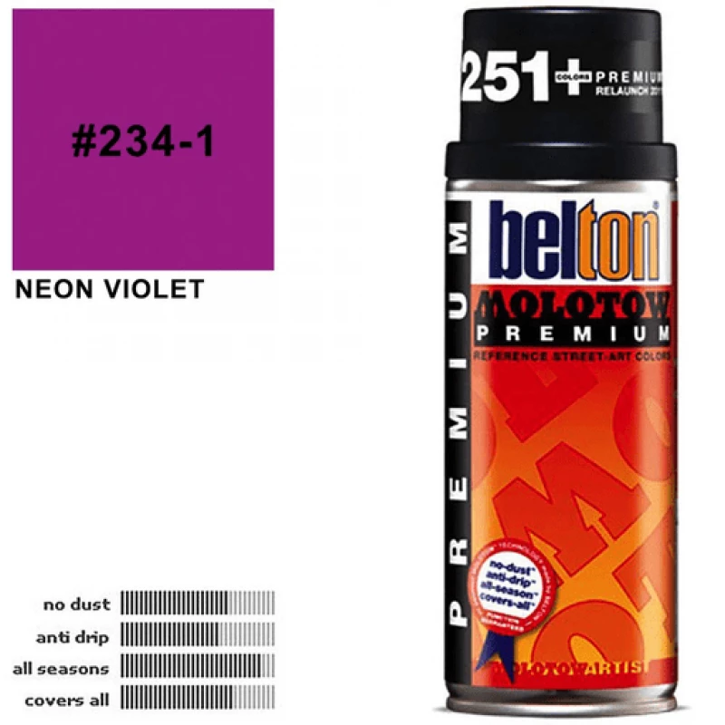 Molotow Belton Premium Spray Paint 400ml Neon Violet 234-1 - مولوتو
