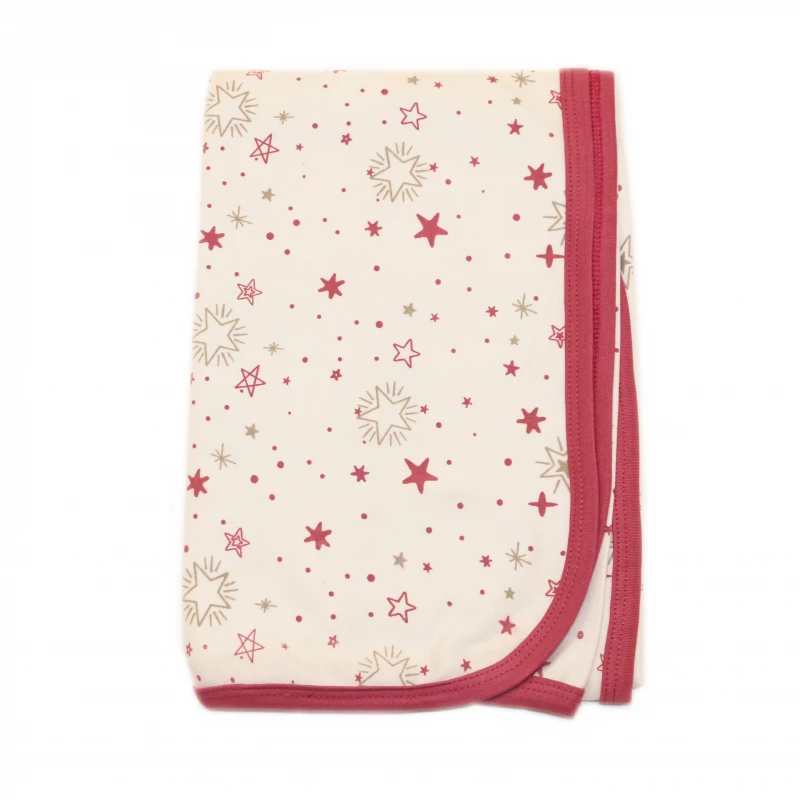 Baby Cotton Blanket, Red-Violet with Starts