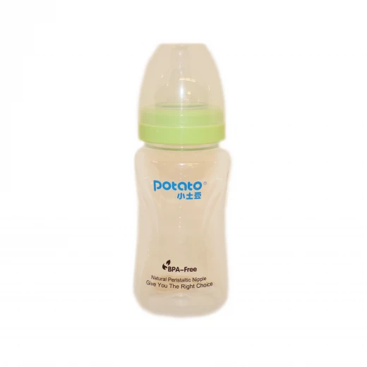 Potato Wide Neck Feeding Bottle With Handle +6 months - Green 300 ml Potato Wide Neck Feeding Bottle With Handle +6 months - Green 300 ml