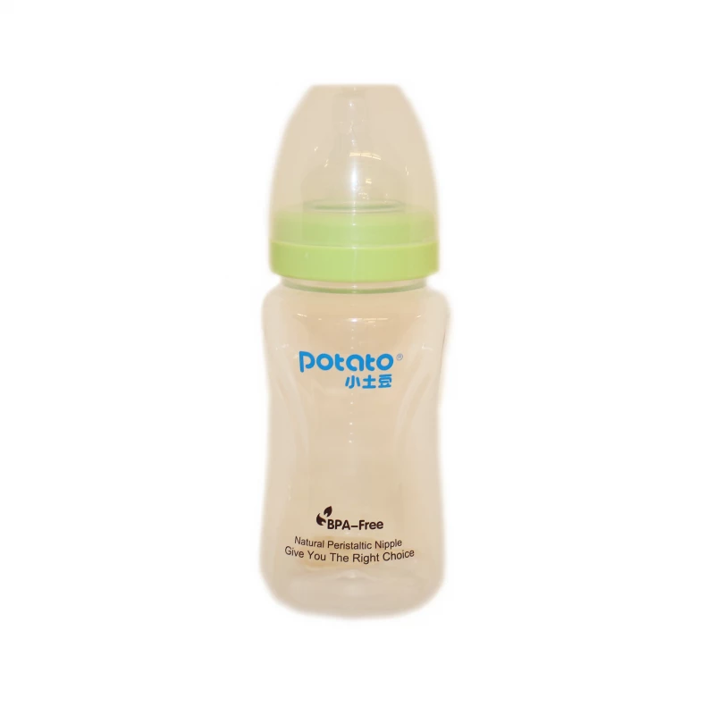 Potato Wide Neck Feeding Bottle With Handle +6 months - Green 300 ml - بوتاتو