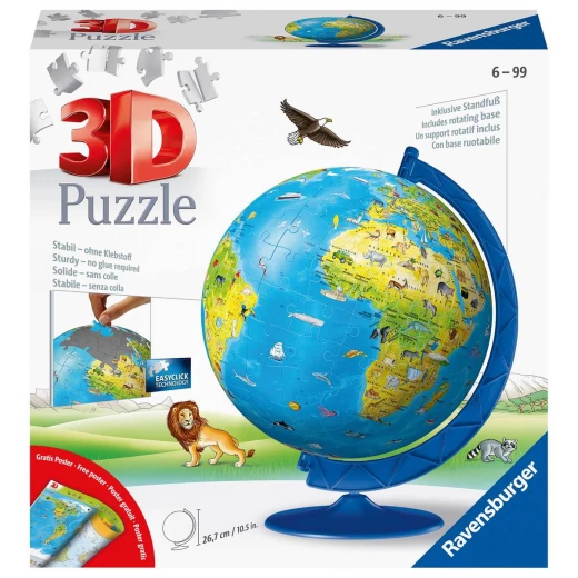 Ravensburger Childrens World Globe 3D Jigsaw Puzzle - 180pc Ravensburger Childrens World Globe 3D Jigsaw Puzzle - 180pc