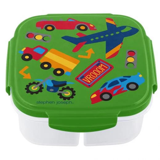 Stephen Joseph Snack Box with Ice‑Pack, “Transportation” Design, 750 ml Insulated Lunch Container, 3 Compartments 15.2 × 15.2 × 6.35 cm Stephen Joseph Snack Box with Ice‑Pack, “Transportation” Design, 750 ml Insulated Lunch Container, 3 Compartments 15.2 × 15.2 × 6.35 cm