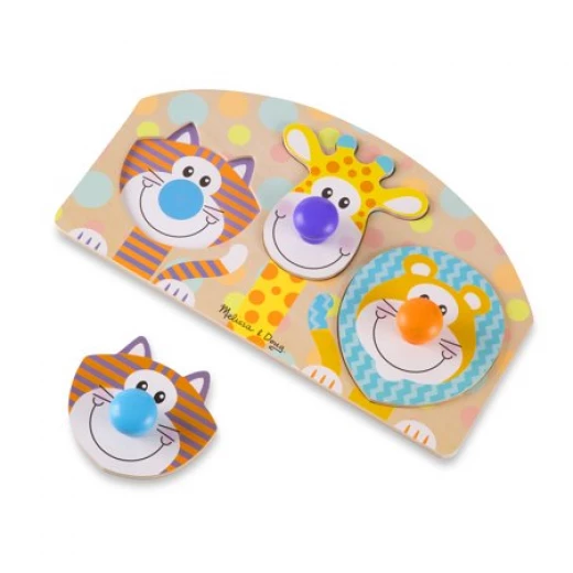 Melissa & Doug First Play Wooden Jumbo Knob Safari Animal Puzzle - ميليسا اند دوج - Image 2