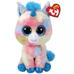 Ty Blitz Unicorn with Glitter Eyes, Plush Beanie Boo Plush Soft Toy – Blue/Multicoloured 42 cm - Ty