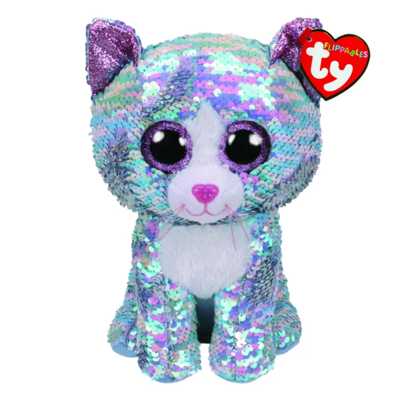 Ty Flippables Plush Sequin Blue Cat 23 Cm - Ty