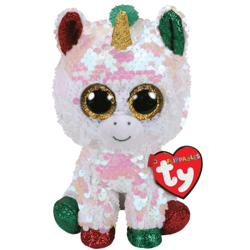 TY Flippables Sequin Plush - STARDUST the Christmas Unicorn (LARGE Size - 17 inch) (Mint) - Ty