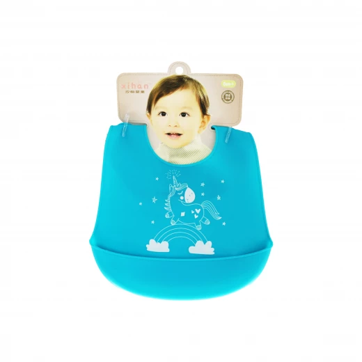 Xihan Cartoon Waterproof Silicon Apron Bib - Blue Xihan Cartoon Waterproof Silicon Apron Bib - Blue