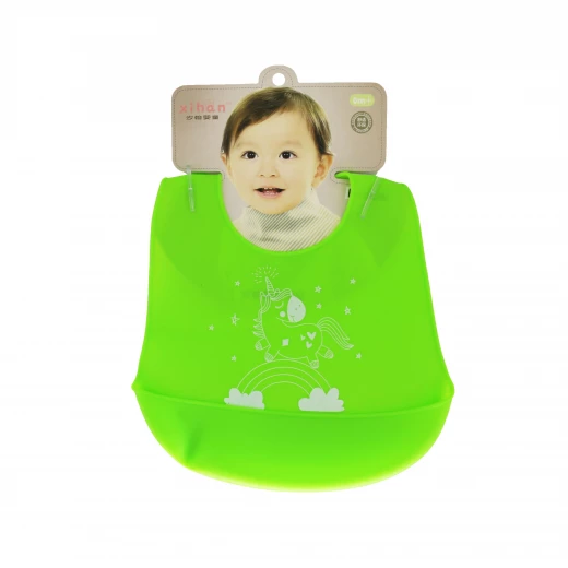 Xihan Cartoon Waterproof Silicon Apron Bib - Green Xihan Cartoon Waterproof Silicon Apron Bib - Green