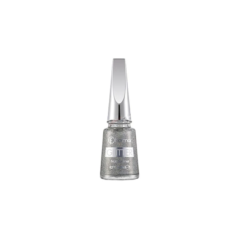 Flormar Glitter Nail Enamel Gl14 holographic Silver - فلورمار