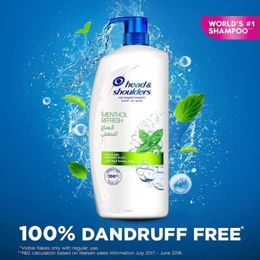 Head & Shoulders Menthol Refresh Anti-Dandruff Shampoo with Menthol 1000 ml - هيد اند شولدرز - Image 2
