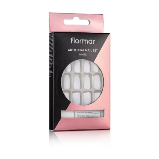 Flormar White Fake Nail Set - Artificial Nail Set White