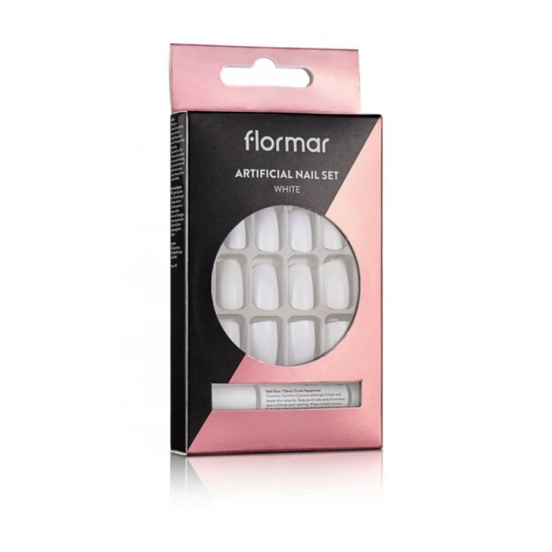 Flormar White Fake Nail Set - Artificial Nail Set White - فلورمار