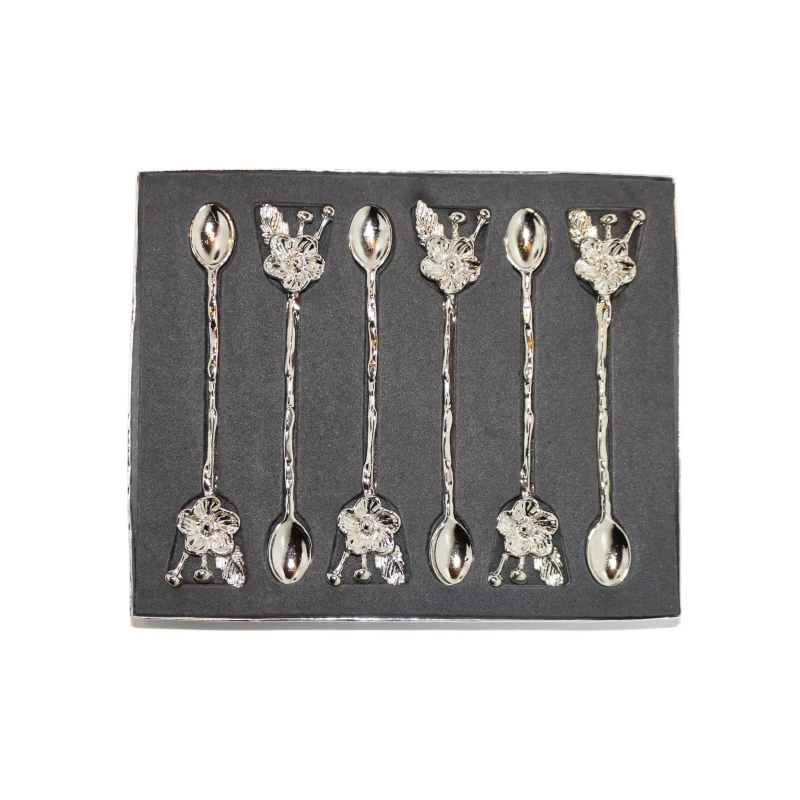 Set of Silver Spoons for Coffee or Tea, 6 pcs