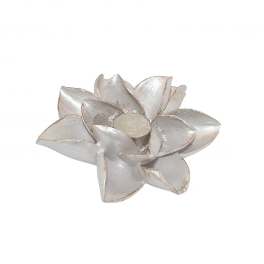 White Candle Holder in Flower Shape - Small