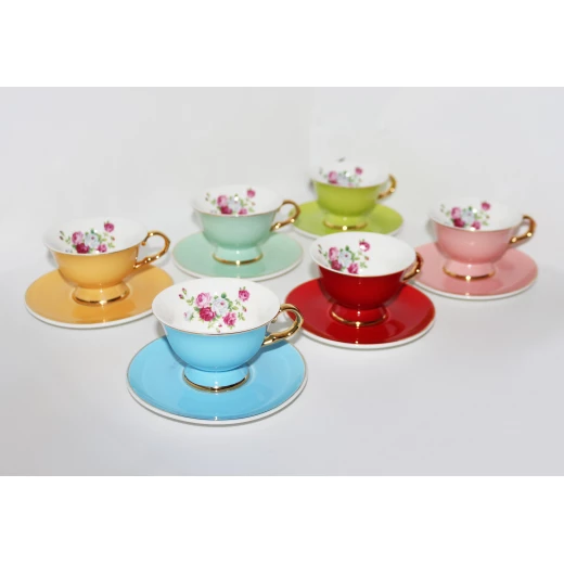 Modern Set of Colored Coffee Cups, 6 Pcs Modern Set of Colored Coffee Cups, 6 Pcs