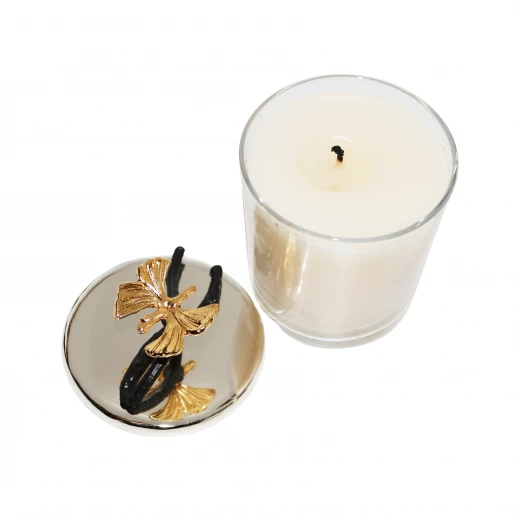 White Scented Candle with Silver Coated Cover - Large White Scented Candle with Silver Coated Cover - Large