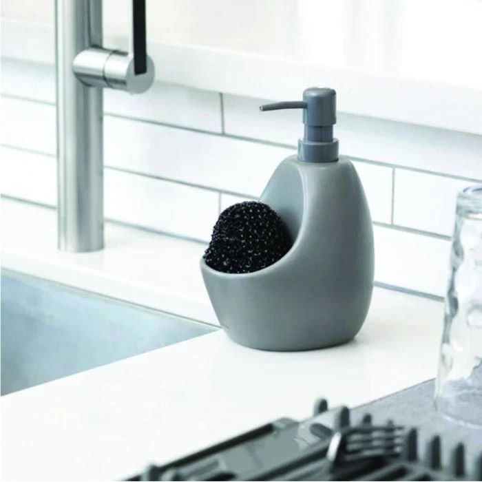 Umbra Joey Soap Dispenser With Sponge Caddy, Charcoal - أومبرا