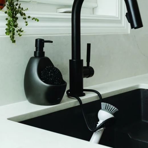 Umbra Joey Soap Dispenser With Sponge Caddy, Black Umbra Joey Soap Dispenser With Sponge Caddy, Black