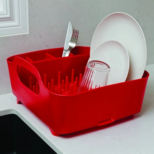 Umbra Tub Dish Rack, Red Umbra Tub Dish Rack, Red