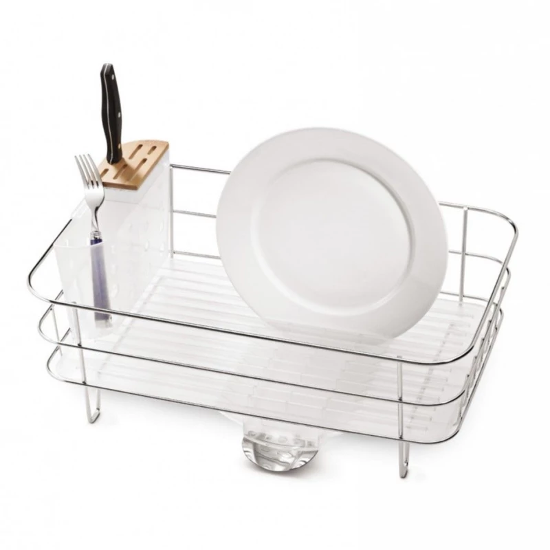 Simplehuman Wire Frame Dish Rack, Frosted, Stainless Steel - أومبرا