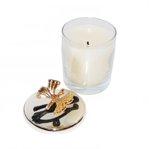 White Scented Candle with Silver Coated Cover, Small White Scented Candle with Silver Coated Cover, Small